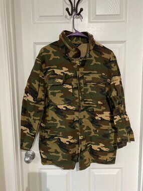 Haoduoyi Army Green/Tan/Khaki Long Zip Up Button Up Women's Jacket